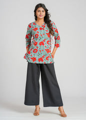 Wild Rose Block Printed Short Kurti