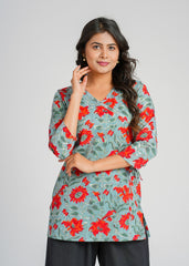 Wild Rose Block Printed Short Kurti