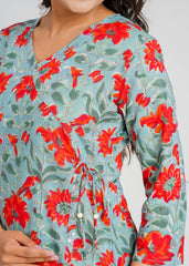 Wild Rose Block Printed Short Kurti