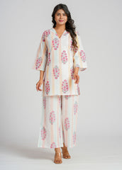 Floral on Stripes Printed Co-Ord Set