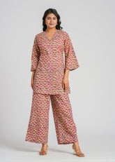 Red Lotus Printed Co-Ord Set