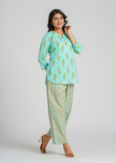 Turquoise Printed Co-Ord Set