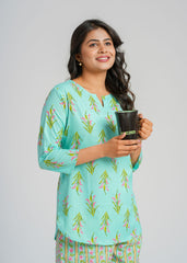 Turquoise Printed Co-Ord Set