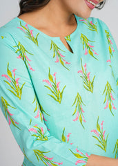 Turquoise Printed Co-Ord Set