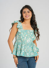 Floral Ruffle Short Top