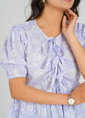 Lilac Block Printed Short Top