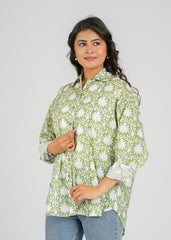 Verdant Bloom Oversized Women's Shirt