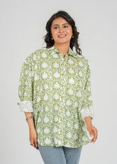 Verdant Bloom Oversized  Women's Shirt