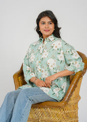 Blossom Breeze Oversized Women's Shirt