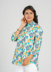 Vivid Bloom Oversized Women's Shirt