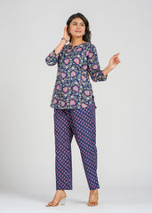 Navy Blue Floral Co-Ord Set