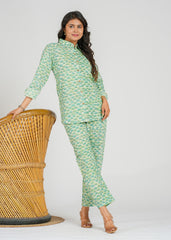 Green Lotus Printed Co-Ord Set