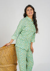 Green Lotus Printed Co-Ord Set