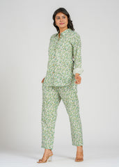 Green Floral Printed Co-Ord Set