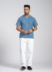 Natural Indigo Printed Half Sleeve Shirt