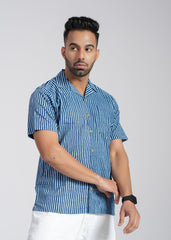 Natural Indigo Printed Half Sleeve Shirt