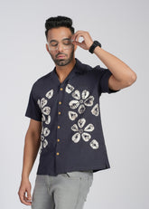 Black Shibori Hand Dyed Cotton Shirt