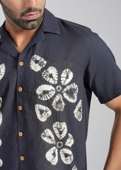 Black Shibori Hand Dyed Cotton Shirt