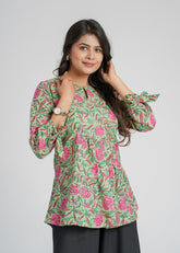 Block Printed Short Top