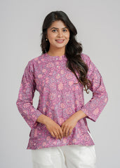 Orchid Block Printed Short Kurti