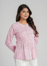 Rosette Block Printed Short Top