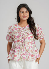 Roses Block Printed Short Top