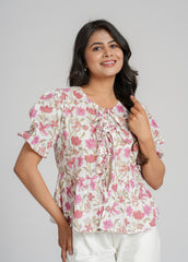 Roses Block Printed Short Top