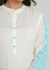 White Cotton Block Printed Kurta