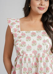 Pink Peony Block Printed Short Top