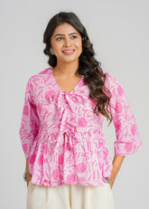 Pink Block Printed Short Top
