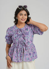 Amethyst Block Printed Short Top