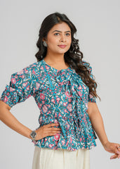 Midnight Block Printed Short Top