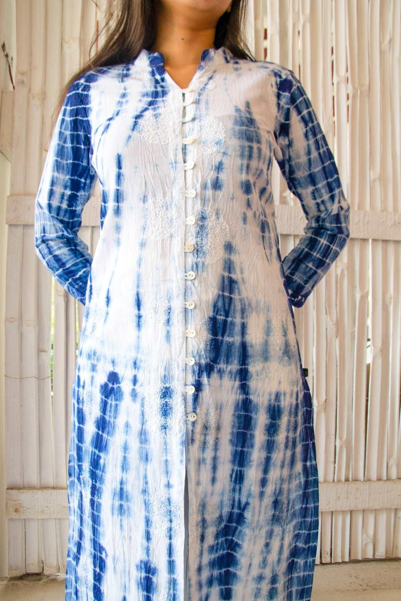 'Shibori' Indigo Button Down Kurta