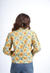 Sunlit Petals Block Printed Short Top