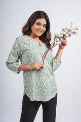 Mint Meadow Printed Short Kurti