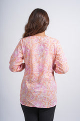 Peachy Petal Printed Short Kurti