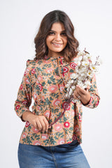 Garden Glint Block Printed Short Kurti
