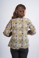 Sunlit Garden Block Printed Short Top