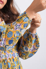 Sunlit Garden Block Printed Short Top
