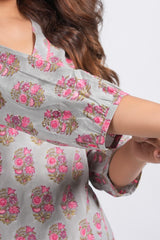 GreyBloom Block Printed Short Top