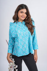 Petal Muse Block Printed Short Top