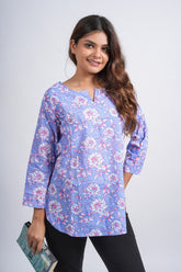 Lilac Lotus Printed Short Top