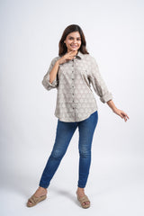 Sandstone Blossom Printed Shirt