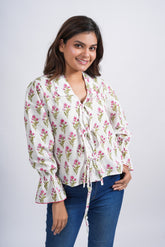 Rosy Whim Block Printed Short Top