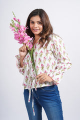 Rosy Whim Block Printed Short Top