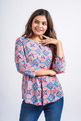 Radiant Geo-Floral Short Top