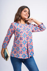 Radiant Geo-Floral Short Top