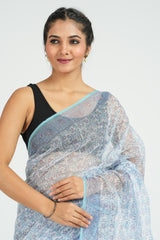 Blue Kota Doria Saree