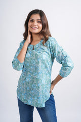 Ocean Mist Printed Short Kurti
