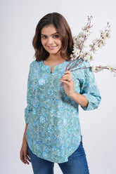 Ocean Mist Printed Short Kurti